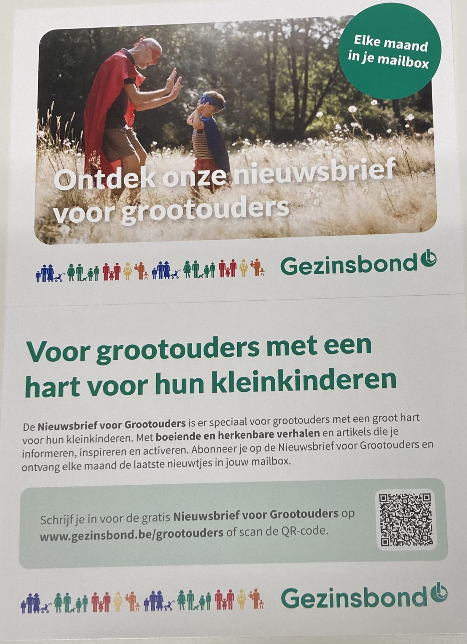 Folder ontdek onze nieuwsbrief voor grootouders